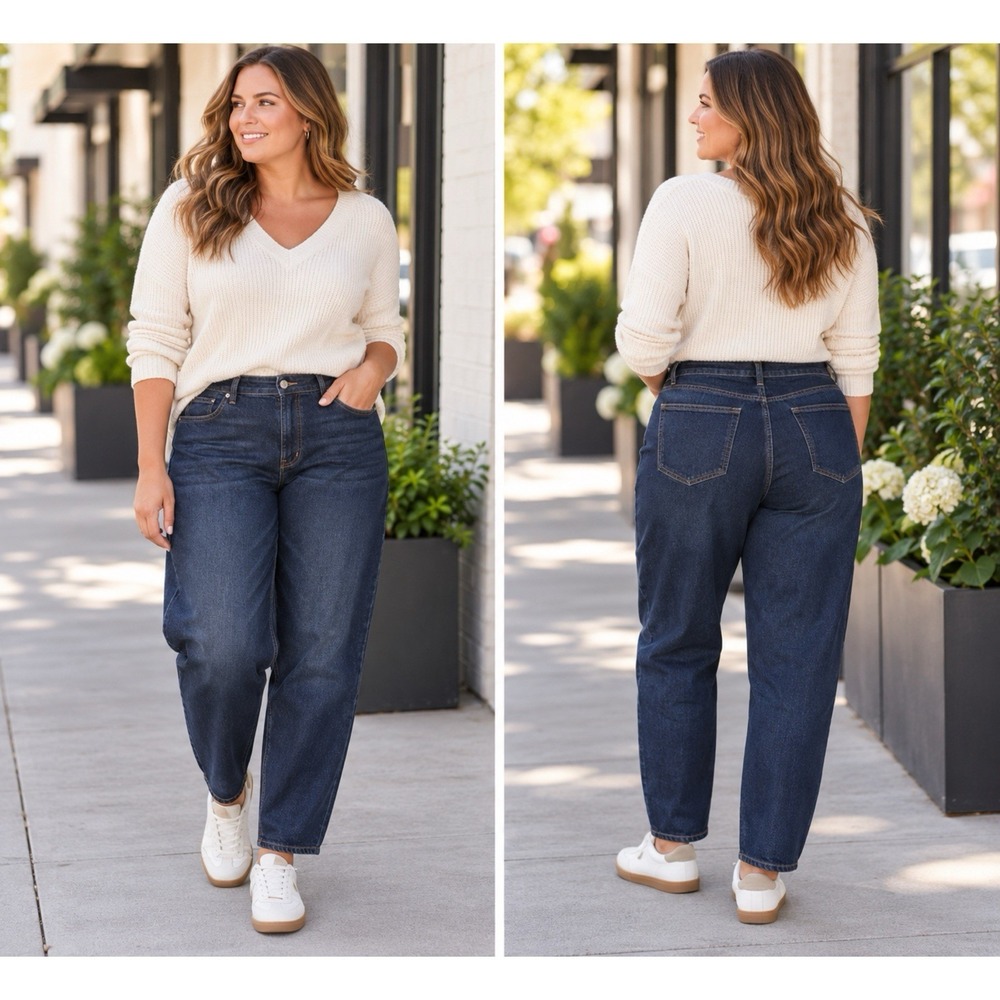 Madewell The Balloon Jeans Size 18W Dark Wash High Rise Tapered 100% Cotton